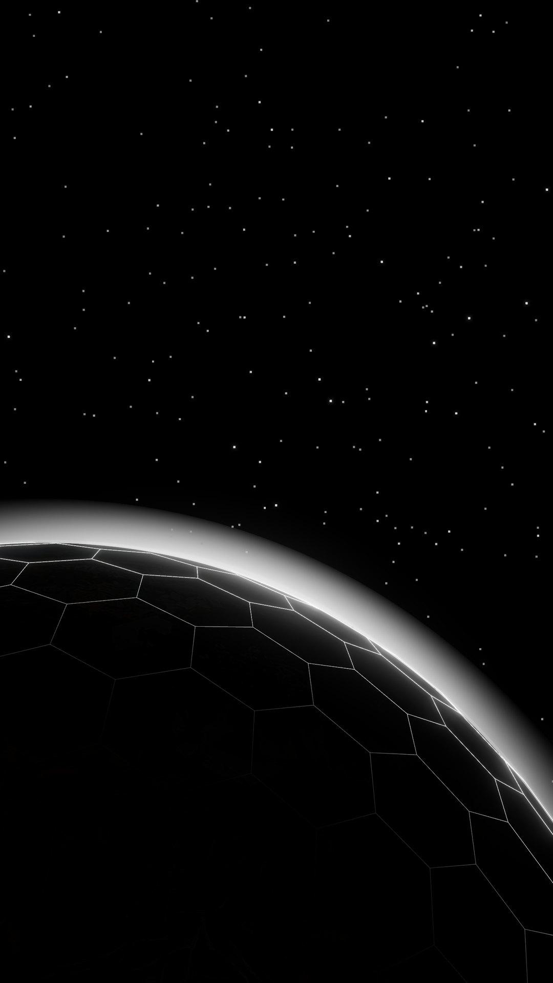 The edge of a hex globe catching the light