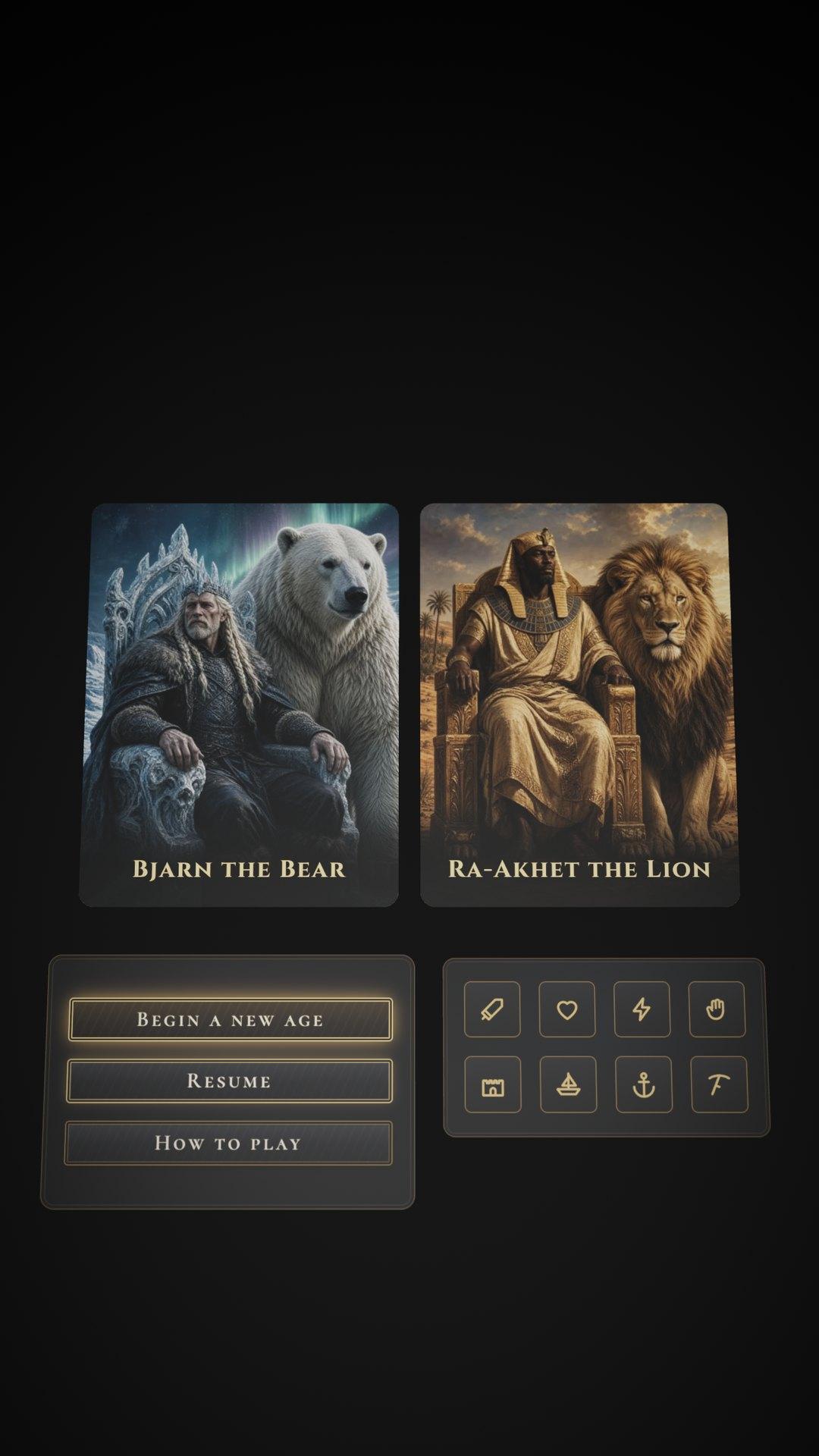The Ancient Empires interface kit laid out on a grid